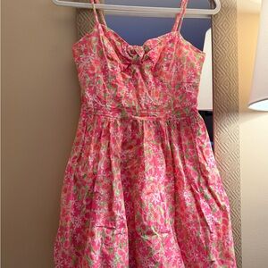 Lilly Pulitzer Vibrant Pink and Green Midi Dress